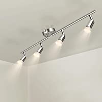 Wowatt Lámpara de techo LED Plafón con Focos Giratorios 4X 5W Bombillas GU10 Bajo consumo 230V 2800K Blanco cálido 420lm…